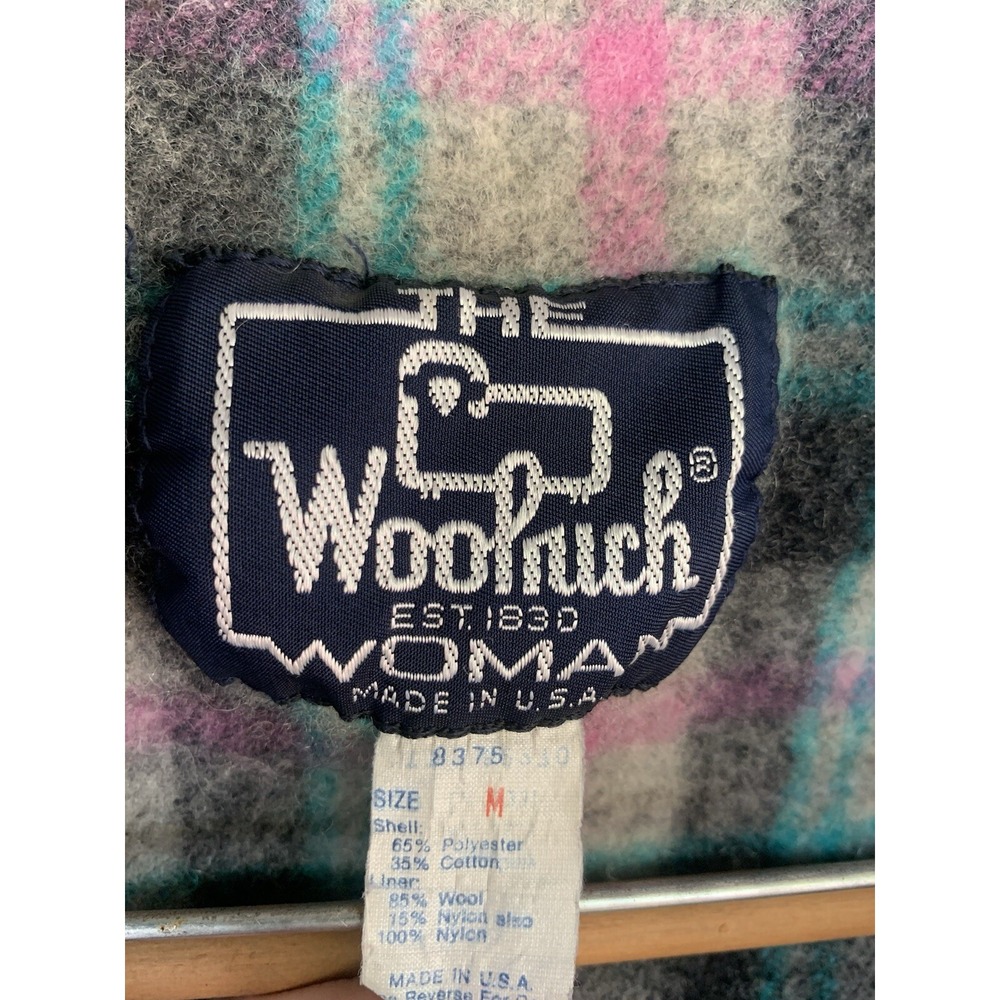 The Woolrich Women's Med Blue Vintage‎ Nylon Quilted Chore Coat 80s 90s Retro - Picture 6 of 6
